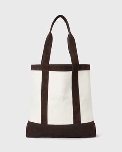 Contrast Suede Canvas Shopper Offwhite/Brun - Lexington