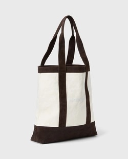 Contrast Suede Canvas Shopper Offwhite/Brun - Lexington