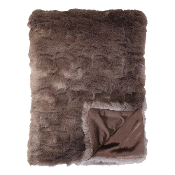 Pledd i imitert skinn. Chokolade