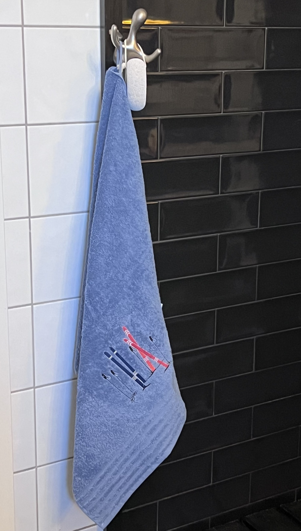 Håndkle med skimotiv Vintage Blå - Hyttestil