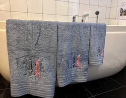 Håndkle med skimotiv Vintage Blå - Hyttestil