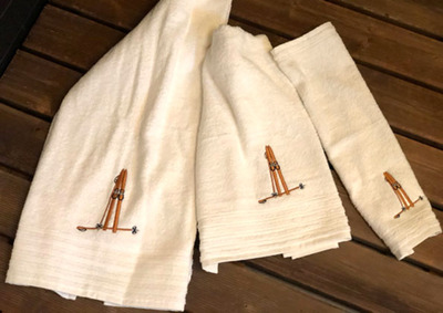 Håndkle med skimotiv Vintage Creme - Hyttestil