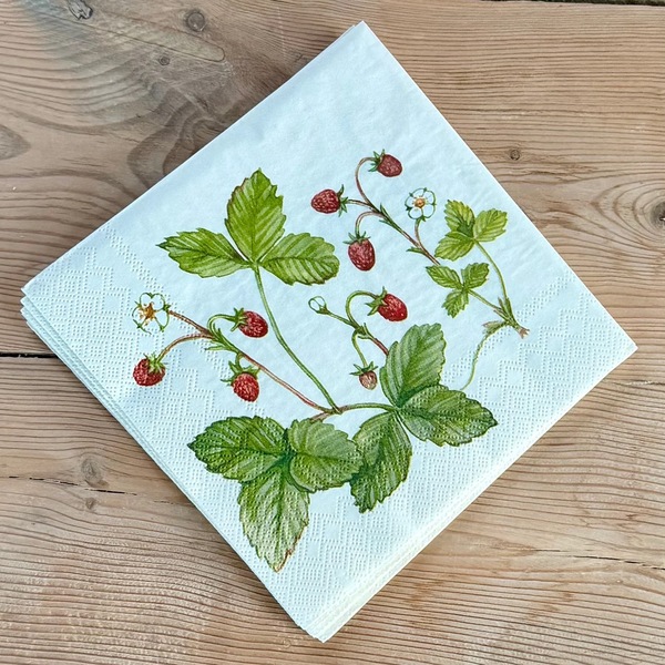 Serviett - Jordbær 33x33cm, 20stk