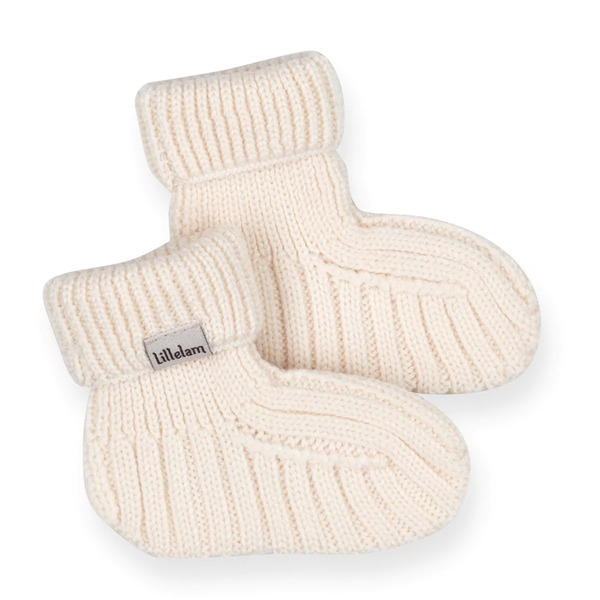 Lillelam tøfler baby natur - KREMHVIT