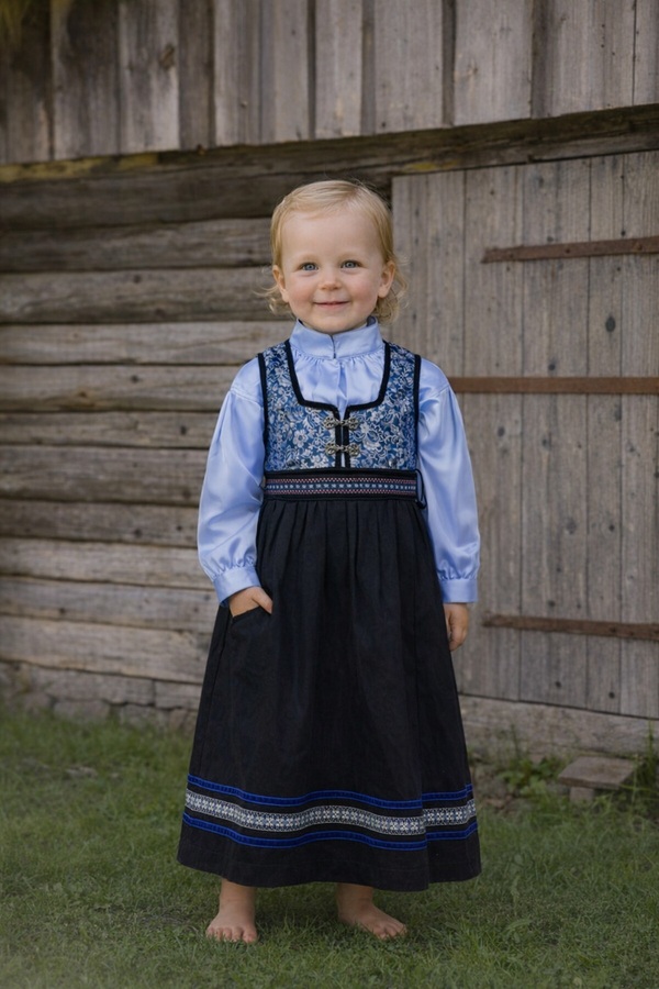 Oline "liten" Festdrakt med silke bluse