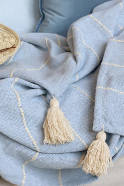 Aix Pledd av overskuddsgarn Himmelblå - Chicantiuqe