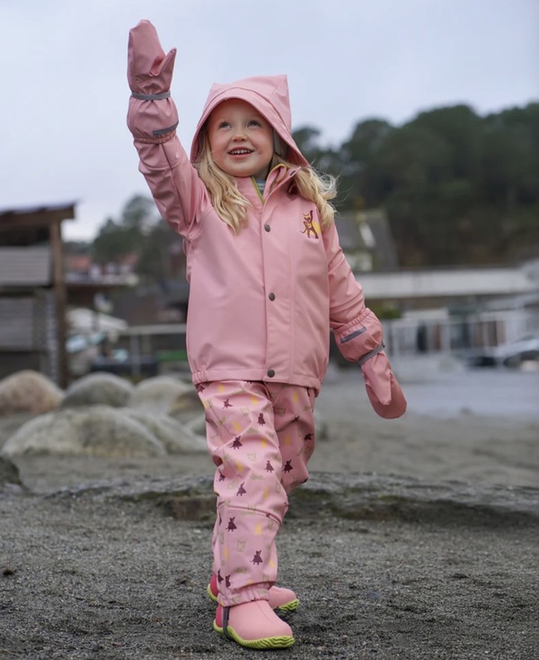 Kattnakken Regnsett Plask Rosa Krystall