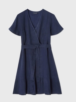 Linkjole med belte og V-hals Marine - Lexington