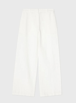 Linbukse, midjehøy med vide ben Hvit - Lexington