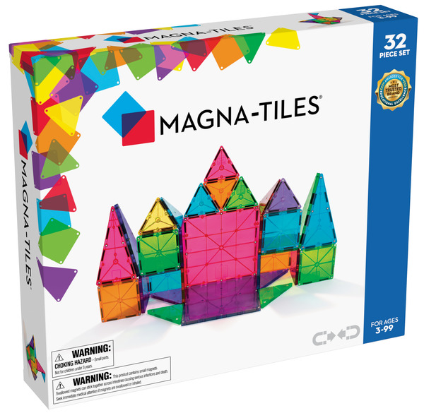 MAGNA-TILES® i klare, transparente farger, 32 stk