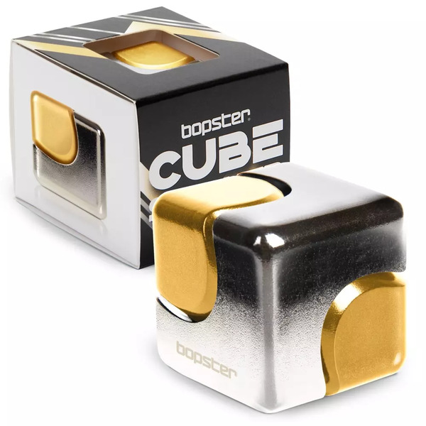BOPSTER FIDGET KUBE SPINNER - GULL OG SØLV
