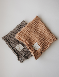 Små Square muslin 2-pakning fersken/brun - Lillefrø
