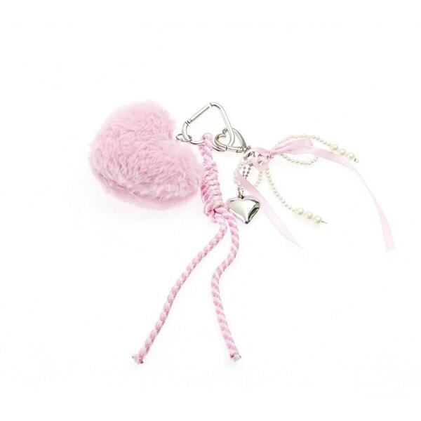  BAG CHARM ROSA PLYSJ HJERTE TINKA 