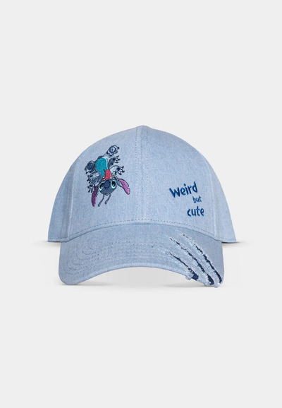 Disney Lilo & Stitch Ripped Denim Caps - Justerbar caps Lyse blå Stitch - Difuzed