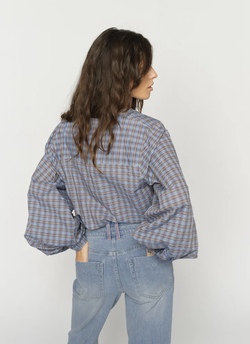 Yen Check Blouse Ultramarine - Mos Mosh