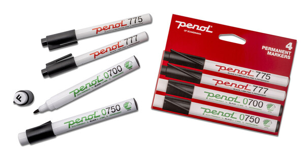 Penol Permanent marker  4 sorte i forskjellige små størrelser