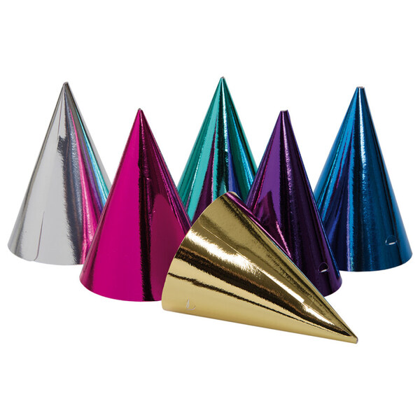 Party hatt Mixed Foil Colors 6-pk