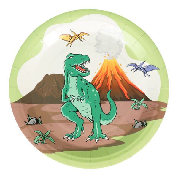 Papptallerken 23 cm Dinosaur 8-pk