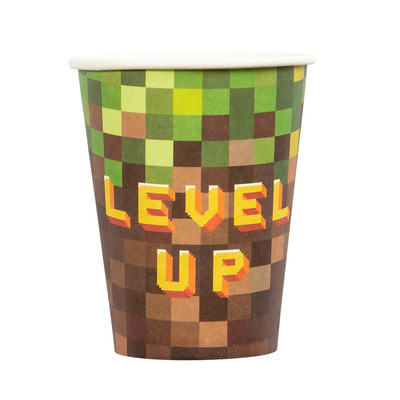 Pappkopp Pixel Level Up 8-pk Minecraft - Bursdag/Fest
