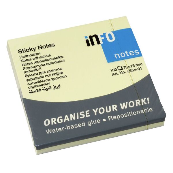 Notatblokk INFO 75x75mm gul