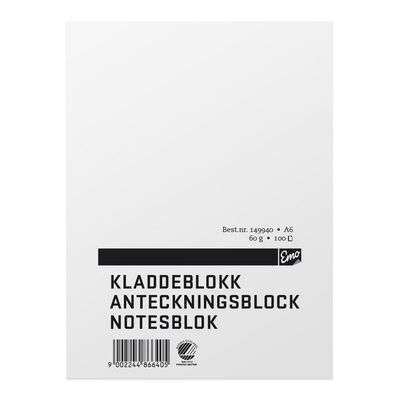 Kladdeblokk EMO A6 60g 100 blad ulinjert Kladdeblokk - Kontorutstyr