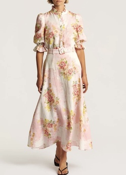 Linen Ruffle Blouse Rose Amore - by TiMo