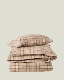 Lexington Rutete Sengesett i Bomullsflanell - Fudge/Beige/Fig Fudge - Lexington