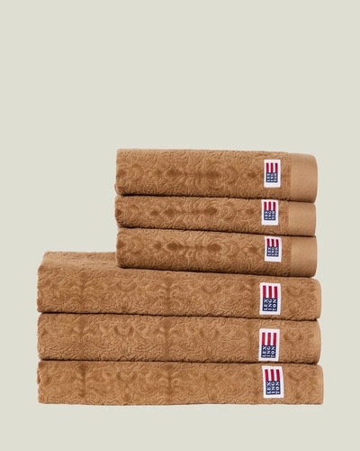 Lexington Håndkle i Velur m/Jacquard Ornament - Fudge Fudge 70x130cm - Lexington