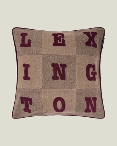 Lexington Letter Patched Tweed Putetrekk I Økologisk Bomull - 50x50cm Beige/Brun/Fig - Lexington