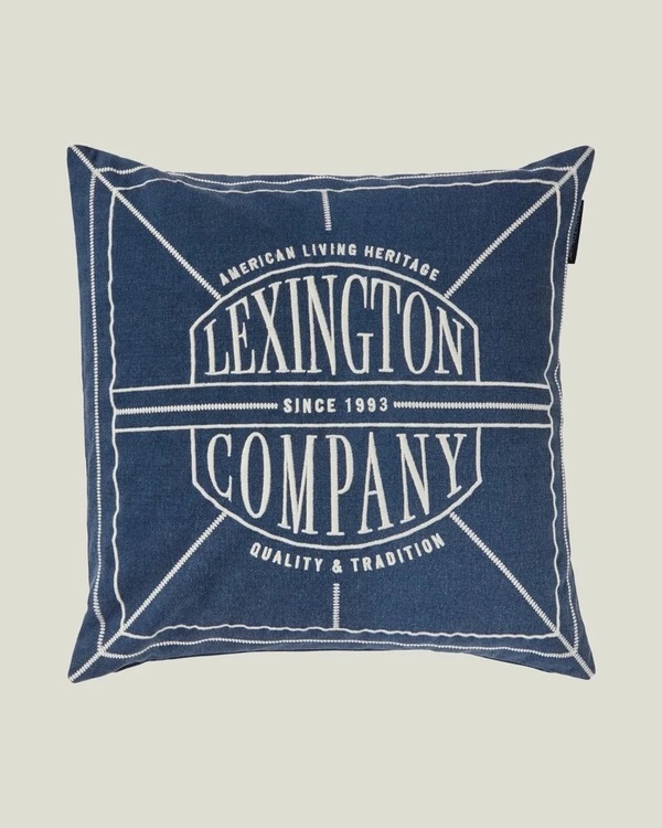 Lexington Logo Putetrekk i Vasket Økologisk Bomull - 50x50cm