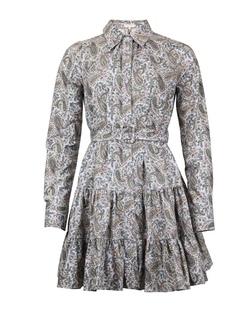 Winter Cotton Shift Dress Blue Paisley - by TiMo