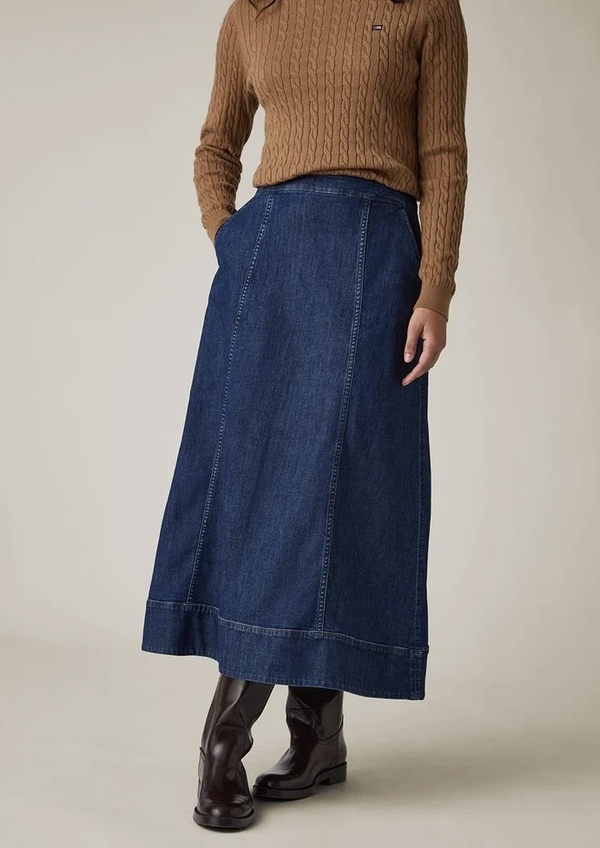 Midi denimskjørt, indigo