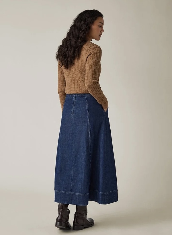 Midi denimskjørt, indigo