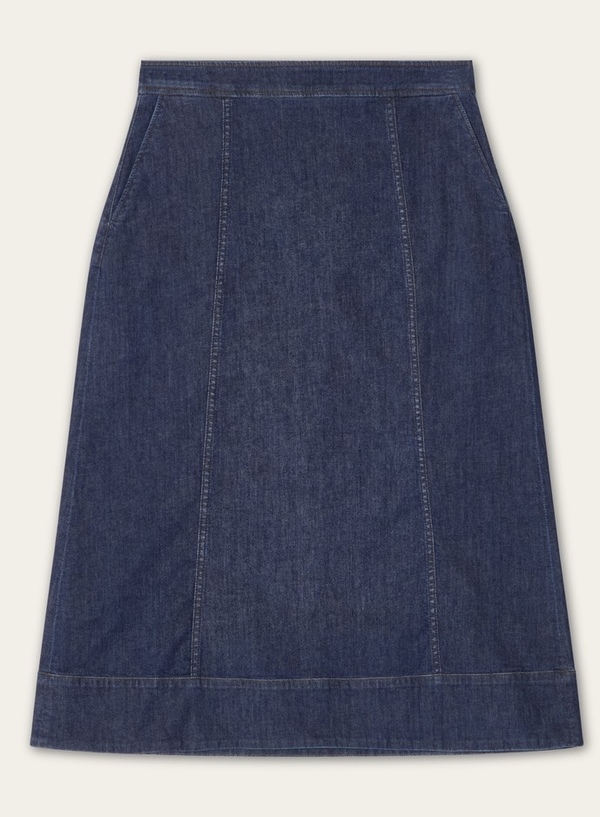 Midi denimskjørt, indigo
