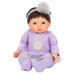 Tiny Treasure Dark Haired Baby Doll, Purple Outfit (Bunny Tutu Dress) Tiny Treasure dukke - Tiny Treasures