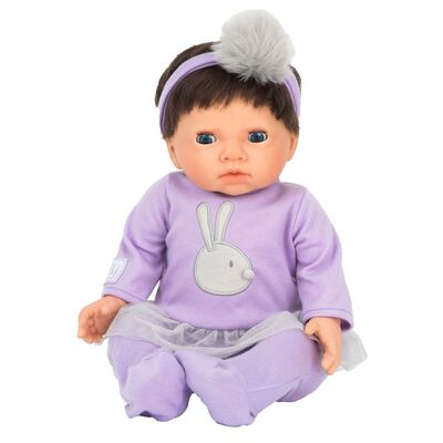Tiny Treasure Dark Haired Baby Doll, Purple Outfit (Bunny Tutu Dress) Tiny Treasure dukke - Tiny Treasures