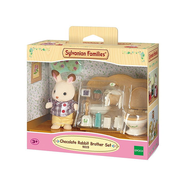 Sylvanian Families Sett Med Bror Sjokoladekanin (Baderom)