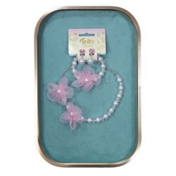 HALSKJEDE/ARMBÅND/ØREKLIPS PERLER/BLOMSTER TINKA BEAUTY Perler og Lyse rosa - Tinka