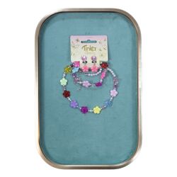 HALSKJEDE/ARMBÅND/ØREKLIPS BLOMST TINKA BEAUTY Ulike farger - Tinka