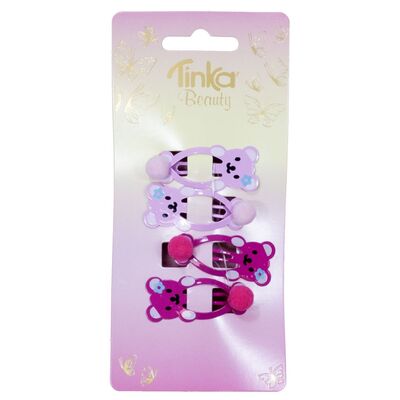 HÅRCLIPS BAMSE 4 STK ROSA TINKA BEAUTY Hårspenner - Tinka