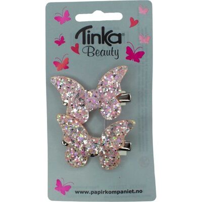  HÅRKLIPS 2 STK SOMMERFUGL GLITTER TINKA BEAUTY Hårklips - Tinka