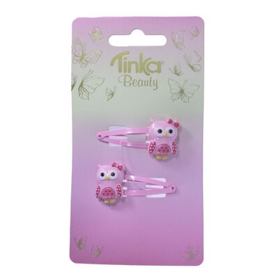 HÅRCLIPS UGLE ROSA 2 STK TINKA BEAUTY Hårklips - Tinka