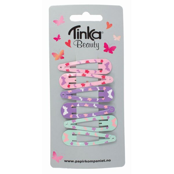 HÅRKLIPS GLITTER/SOMMERFUGL 6 STK TINKA BEAUTY