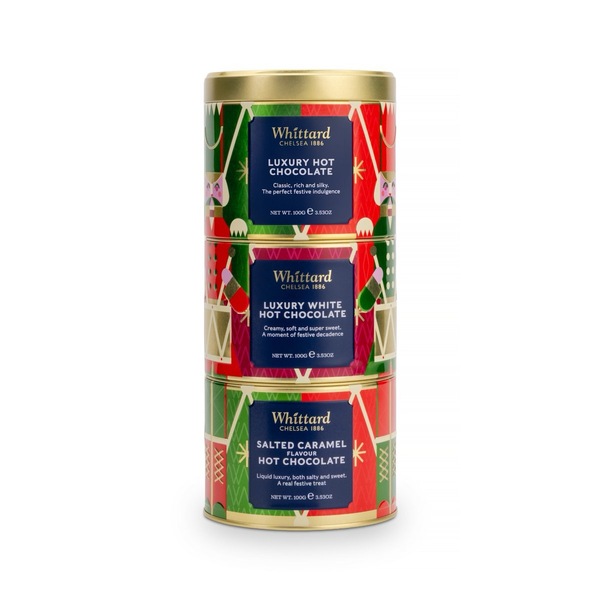 Forhåndsbestilling* Whittard Christmas Lux Hot Chocolate Stacking Tin 3x100g