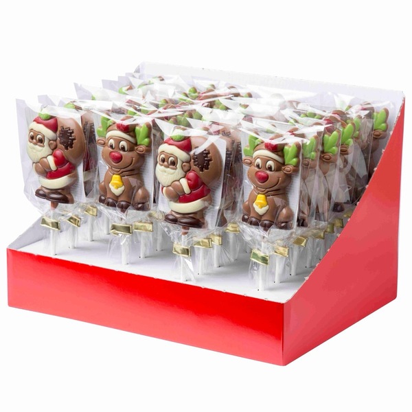Forhåndsbestilling* Matilde Lollipop Santa & Reindeer Milk Chocolate 30g