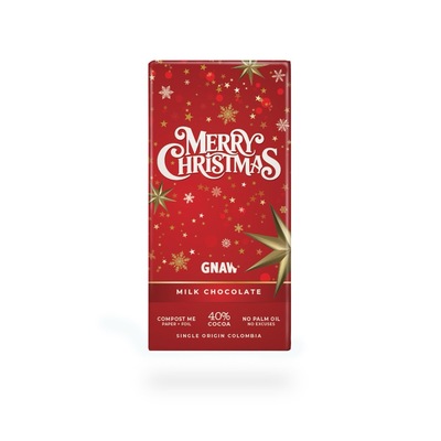 Forhåndsbestilling* GNAW Merry Christmas Milk Chocolate 80g ikke relevant - Gnaw