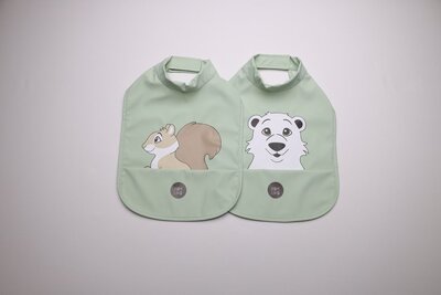 BabyLivia High neck bib 2-pk Pale Sage - babyLivia
