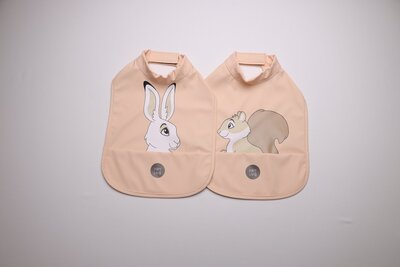 BabyLivia High neck bib 2-pk Soft peach - babyLivia