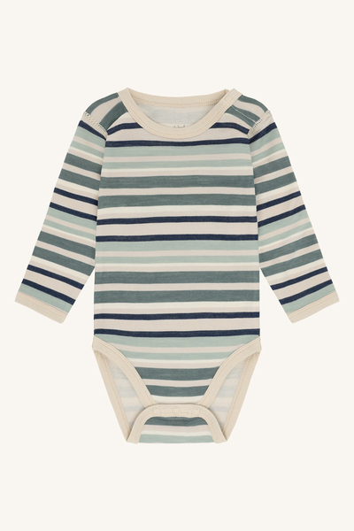 Body ULL med bambus innside Body grønn stripet - Hust & Claire