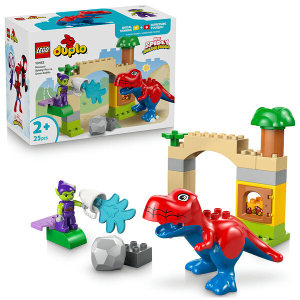 DUPLO LEGO 10463 Dinosauren Spidey-Rex mot Green Goblin